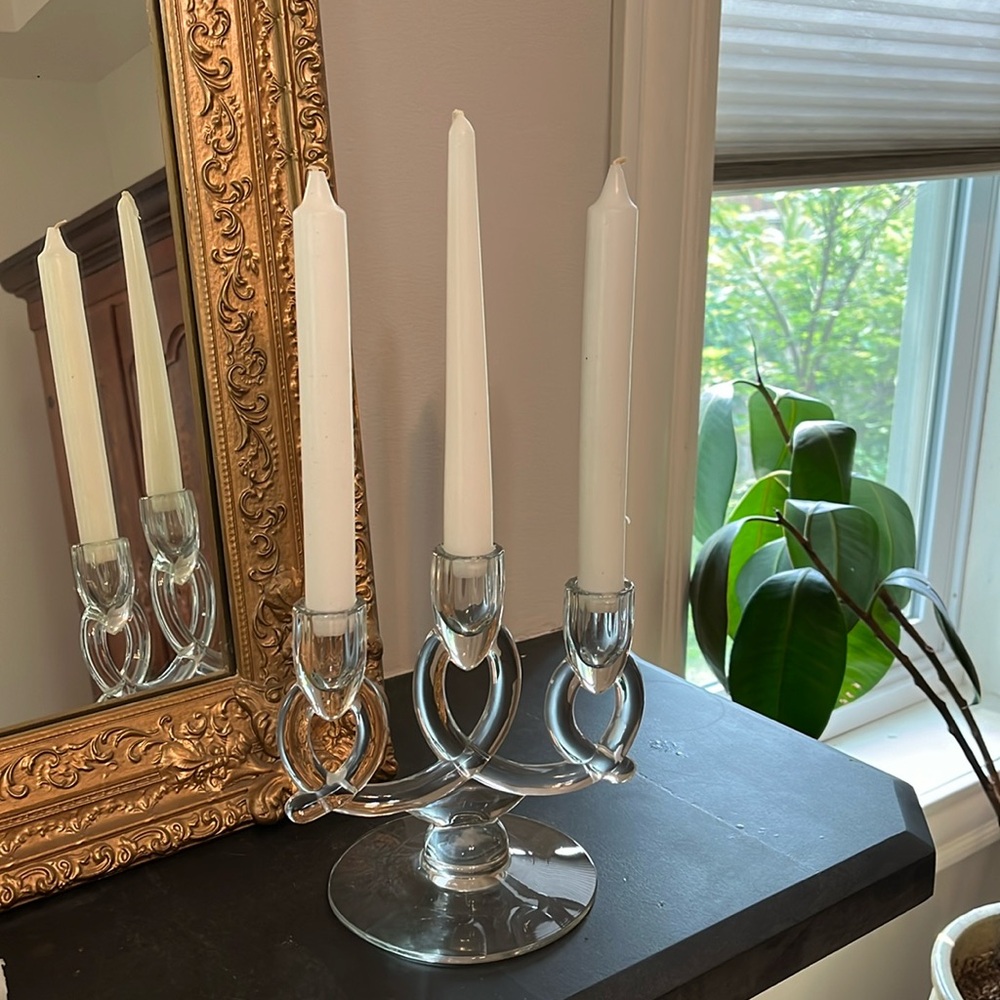 Art deco glass candleabra